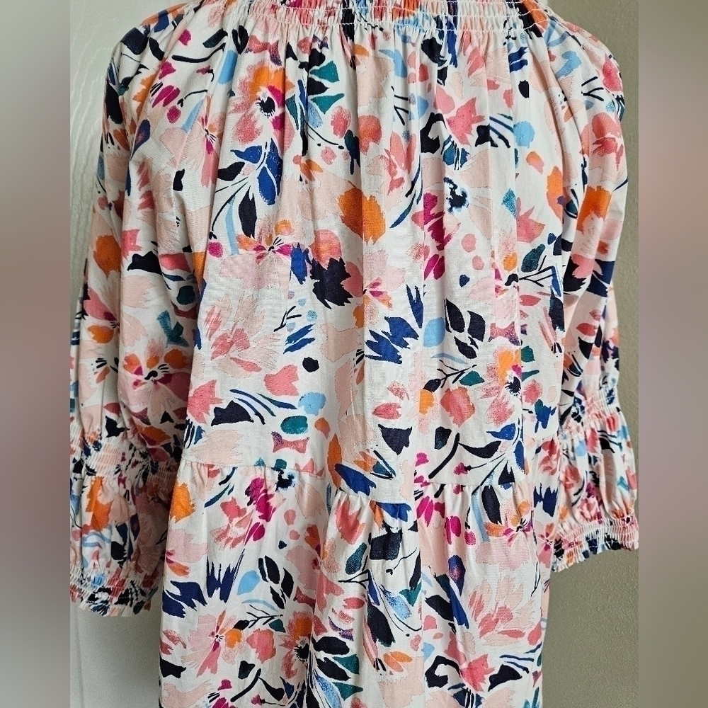 SPENSE BOHO BLOUSE SZ M WHITE PINK BLUE - Picture 3 of 10